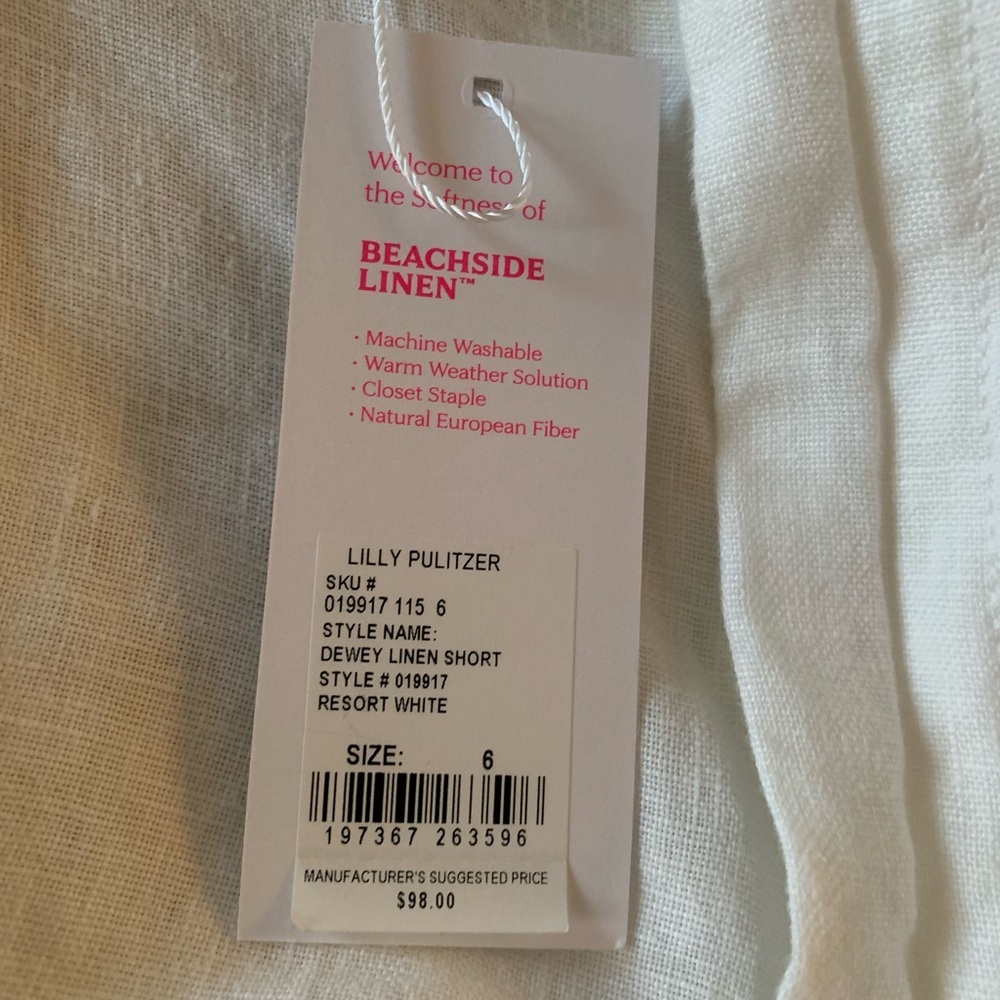 Lilly Pulitzer Resort White Linen Shorts NWT size 6 - Picture 4 of 4